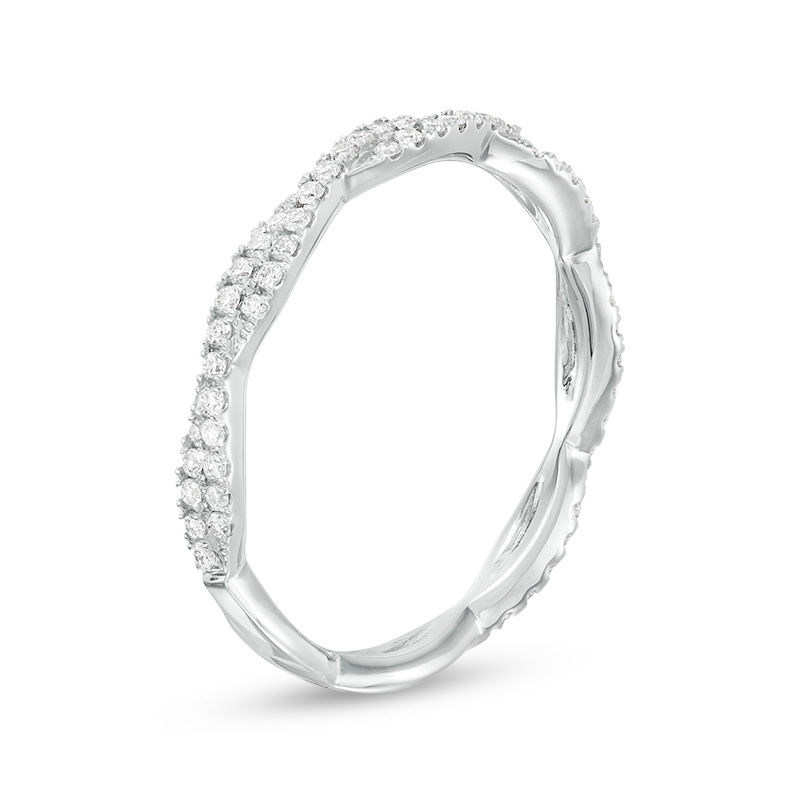 Main Image 2 of 1/3 CT. T.W. Diamond Twist Band in 10K White Gold - Size 7