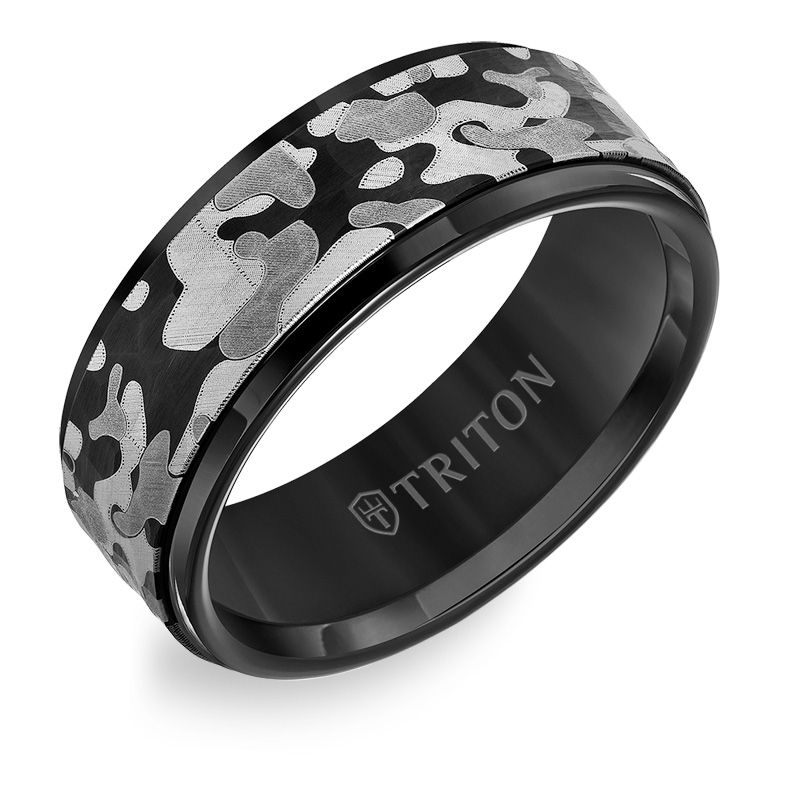 Triton Tungsten Carbide Grey Double Groove Band Ring 6mm Wide 