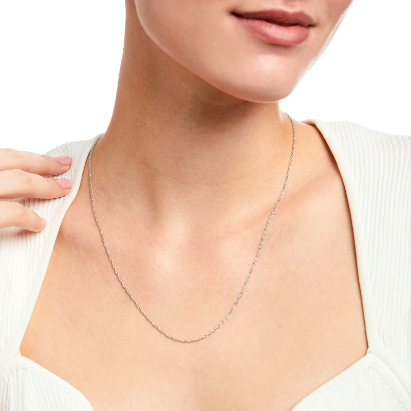 Main Image 3 of 1.35mm Singapore Chain Necklace in Sterling Silver - 20"
