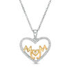 Thumbnail Image 1 of 1/10 CT. T.W. Diamond "MOM" Heart Pendant in Sterling Silver and 14K Gold Plate