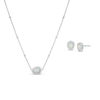 Thumbnail Image 1 of Pear-Shaped Lab-Created Opal and White Sapphire Frame Necklace and Stud Earrings Set in Sterling Silver
