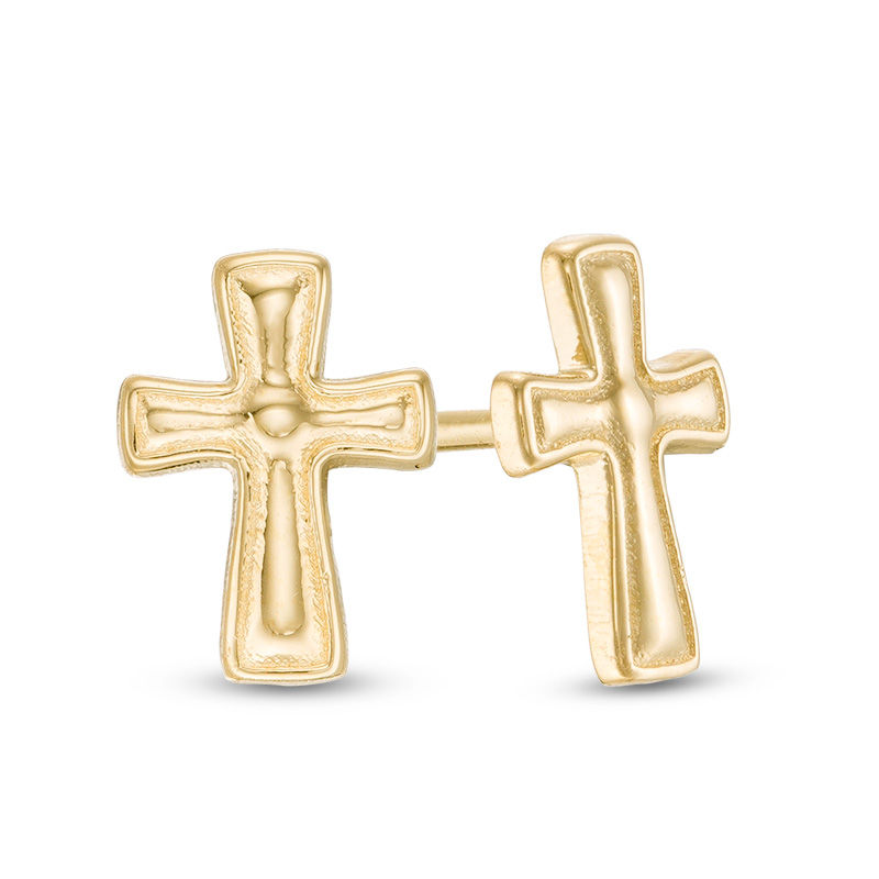 Main Image 1 of Cross Stud Earrings in 14K Gold