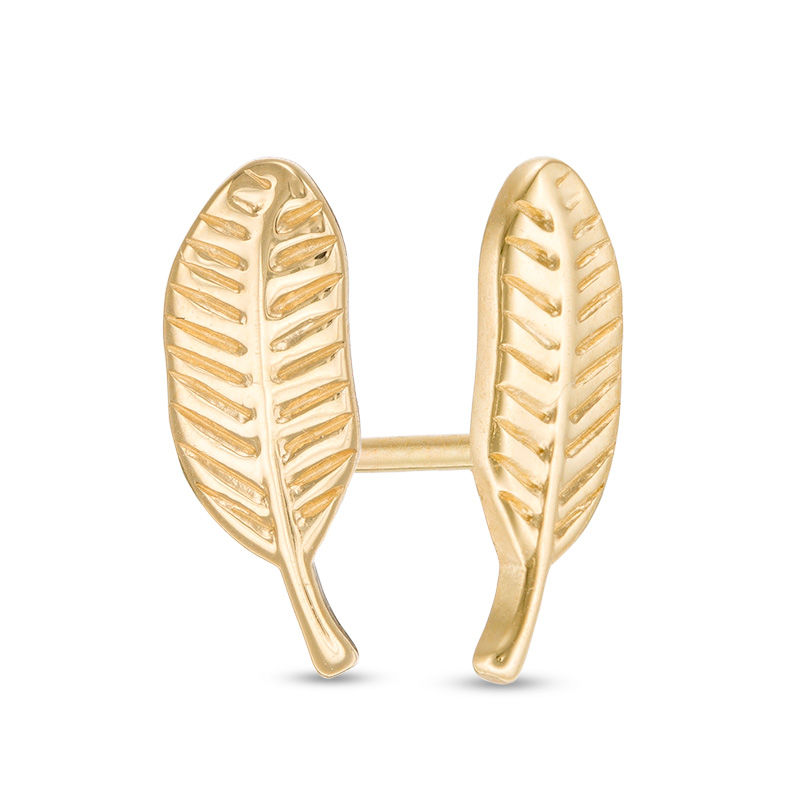 Main Image 1 of Feather Stud Earrings in 14K Gold