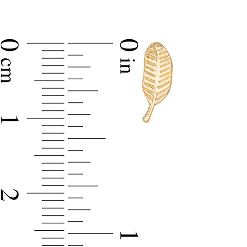 Main Image 2 of Feather Stud Earrings in 14K Gold