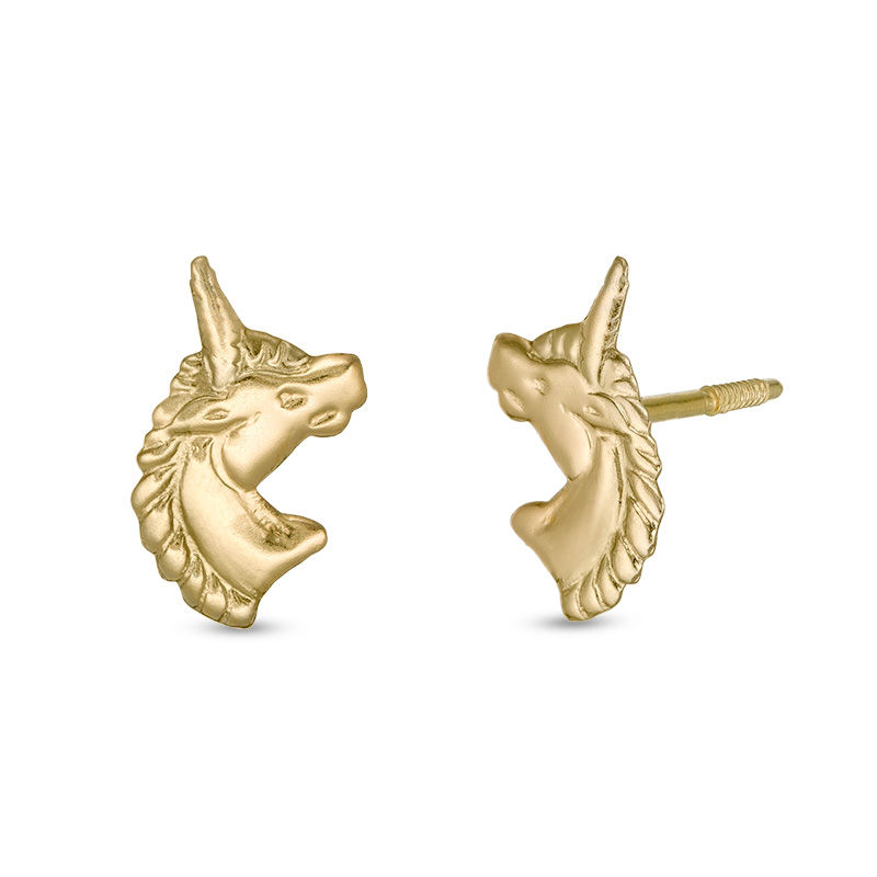 Child's Unicorn Stud Earrings in 14K Gold