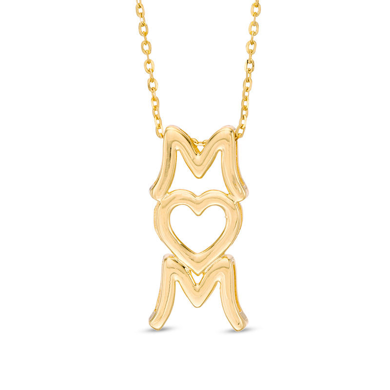 Linear "MOM" Pendant in 10K Gold