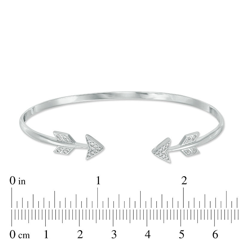 Lab-Created White Sapphire Arrow Flex Bangle in Sterling Silver - 7.25"