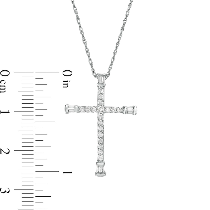 1/3 CT. T.W. Diamond Cross Pendant in 10K White Gold