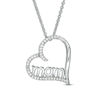 Thumbnail Image 0 of 1/10 CT. T.W. Diamond "mom" Tilted Outline Heart Pendant in Sterling Silver