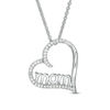 Thumbnail Image 1 of 1/10 CT. T.W. Diamond "mom" Tilted Outline Heart Pendant in Sterling Silver