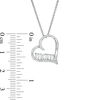 Thumbnail Image 2 of 1/10 CT. T.W. Diamond "mom" Tilted Outline Heart Pendant in Sterling Silver