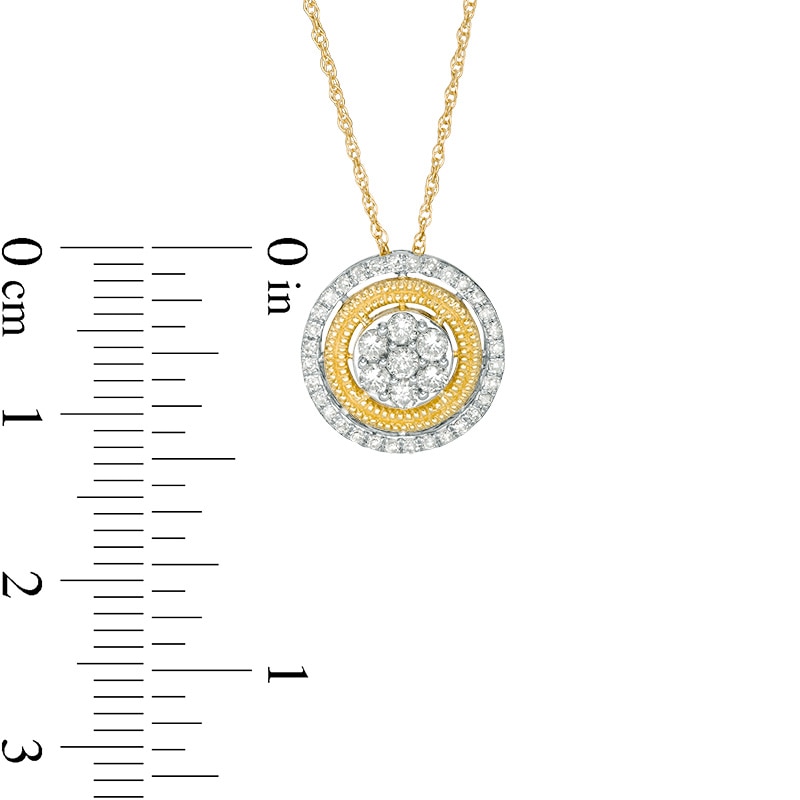 Main Image 2 of 1/3 CT. T.W. Multi-Diamond Double Frame Vintage-Style Pendant in 10K Gold