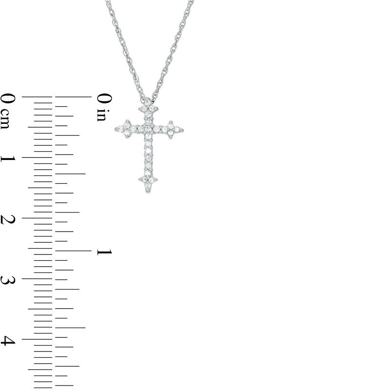 Main Image 2 of 1/10 CT. T.W. Diamond Gothic-Style Cross Pendant in 10K White Gold