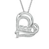 Thumbnail Image 0 of 1/20 CT. T.W. Diamond "mom" Tilted Outline Double Heart Pendant in Sterling Silver