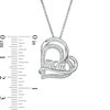 Thumbnail Image 1 of 1/20 CT. T.W. Diamond "mom" Tilted Outline Double Heart Pendant in Sterling Silver