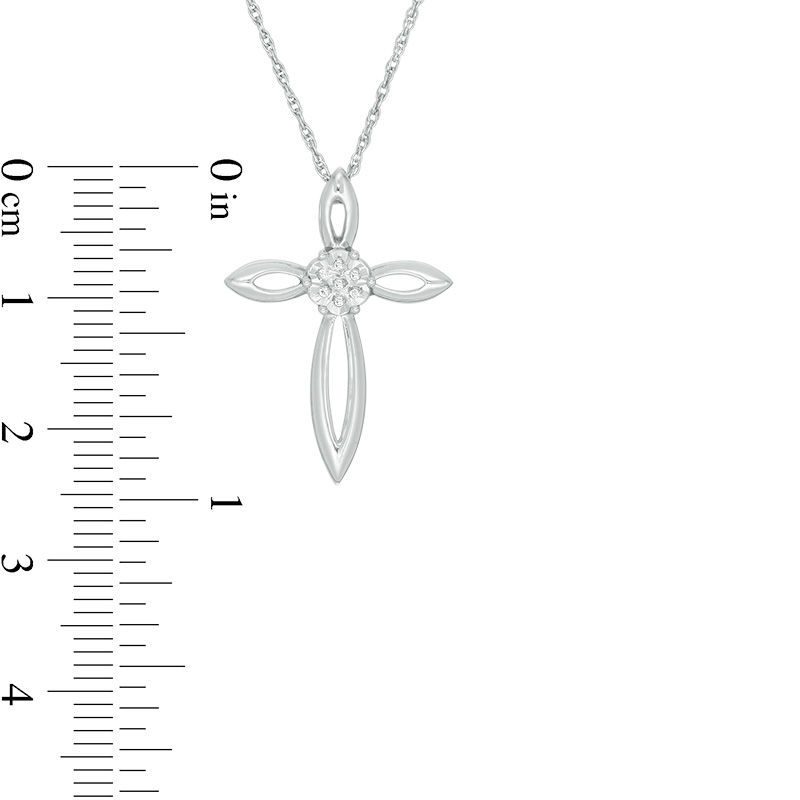 Main Image 2 of Diamond Accent Open Cross Pendant in Sterling Silver