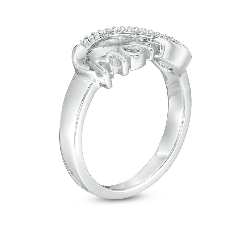 Diamond Accent "MOM" Sideways Infinity Ring in Sterling Silver