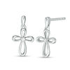 Diamond Accent Loop Cross Drop Earrings in Sterling Silver