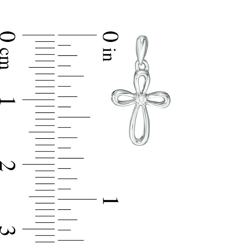 Diamond Accent Loop Cross Drop Earrings in Sterling Silver
