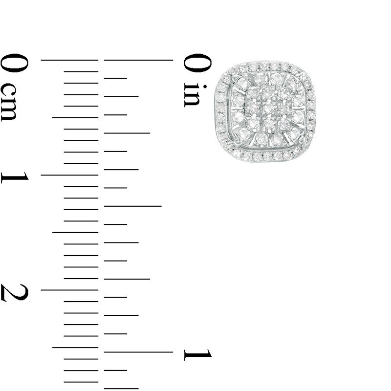 1/3 CT. T.W. Composite Diamond Double Cushion Frame Stud Earrings in 10K White Gold