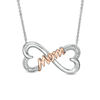 Thumbnail Image 1 of Diamond Accent "Mom" Sideways Infinity Necklace in Sterling Silver and 10K Rose Gold - 17"