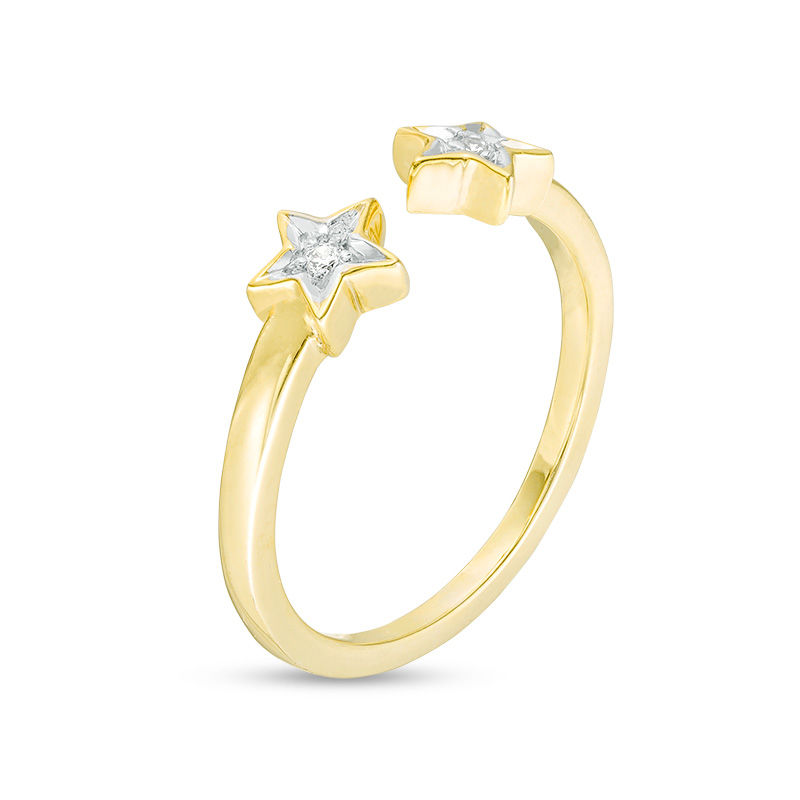 Main Image 2 of Diamond Accent Star Open Midi Ring in Sterling Silver with 14K Gold Plate - Size 4