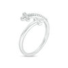 Thumbnail Image 1 of 1/20 CT. T.W. Diamond Cross Bypass Open Midi Ring in Sterling Silver - Size 4