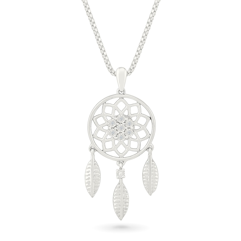 Main Image 1 of Diamond Accent Dreamcatcher Pendant in Sterling Silver