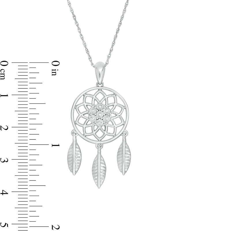 Diamond Accent Dreamcatcher Pendant in Sterling Silver