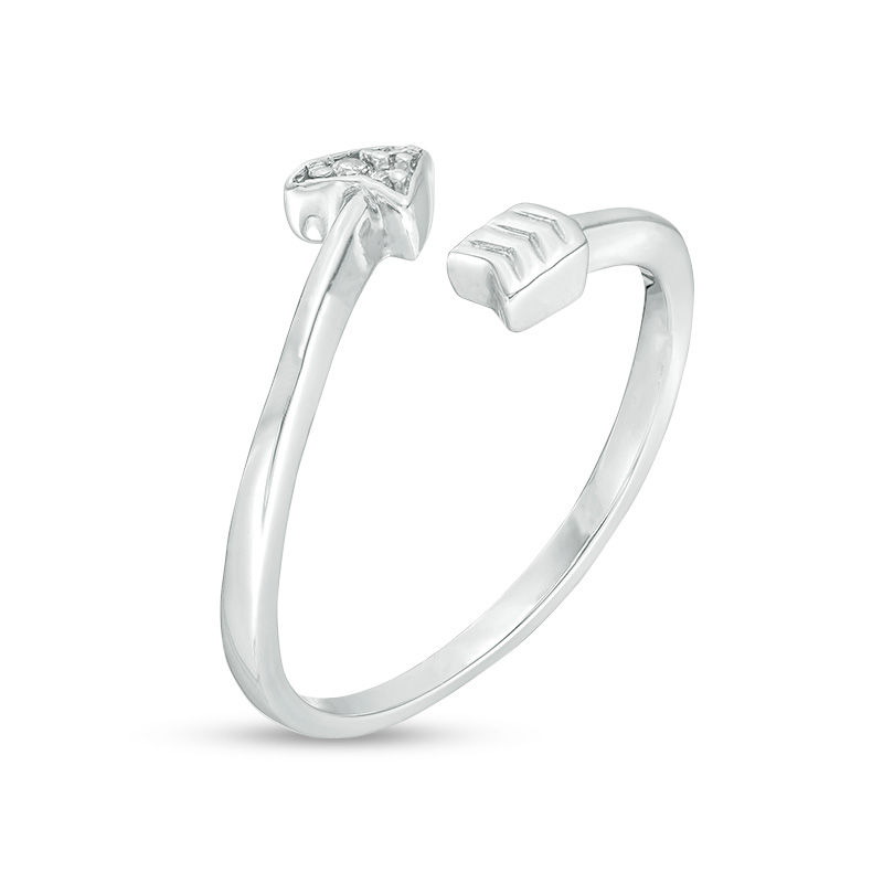 Main Image 2 of Diamond Accent Arrow Wrap Open Midi Ring in Sterling Silver - Size 4