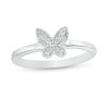 Thumbnail Image 1 of Diamond Accent Butterfly Midi Ring in Sterling Silver - Size 4