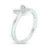 Thumbnail Image 1 of Diamond Accent Butterfly Midi Ring in Sterling Silver - Size 4