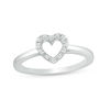 Thumbnail Image 0 of Diamond Accent Heart Outline Midi Ring in Sterling Silver - Size 4