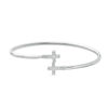 Thumbnail Image 0 of 1/20 CT. T.W. Diamond Cross Open Flex Bangle in Sterling Silver