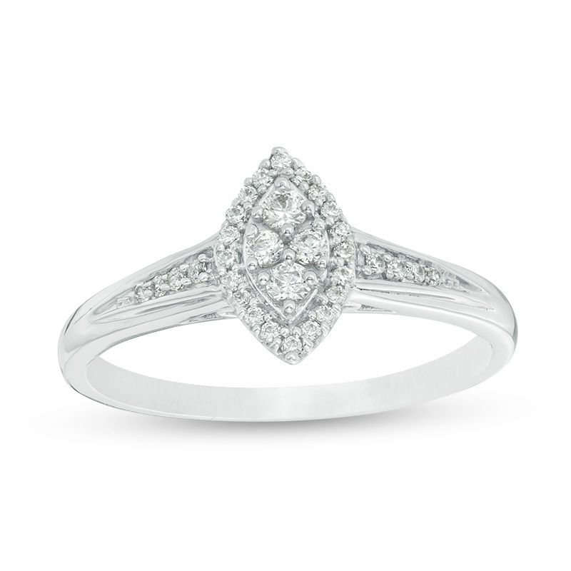 1/5 CT. T.W. Composite Diamond Marquise Frame Promise Ring in 10K White Gold