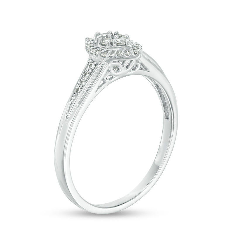 1/5 CT. T.W. Composite Diamond Marquise Frame Promise Ring in 10K White Gold