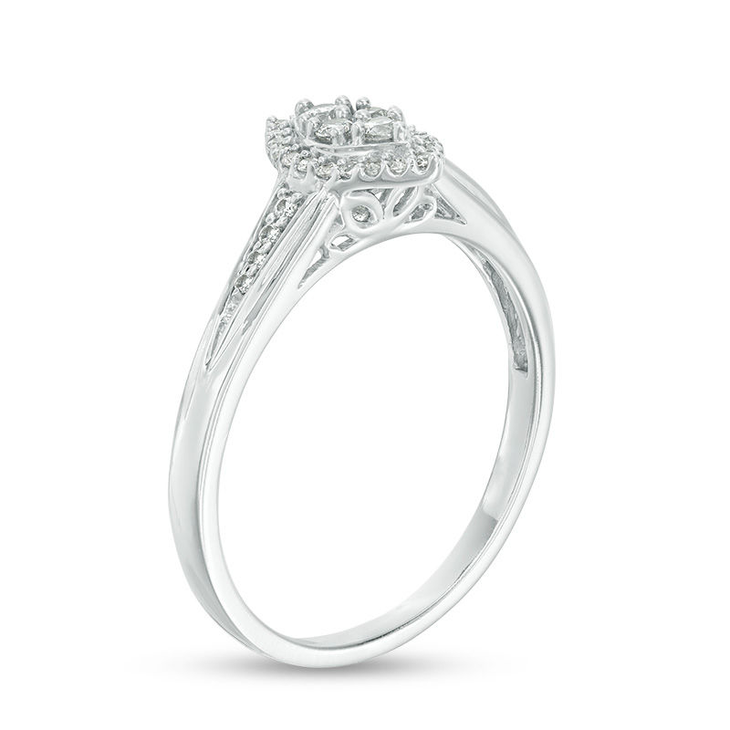 Main Image 2 of 1/5 CT. T.W. Composite Diamond Marquise Frame Promise Ring in 10K White Gold