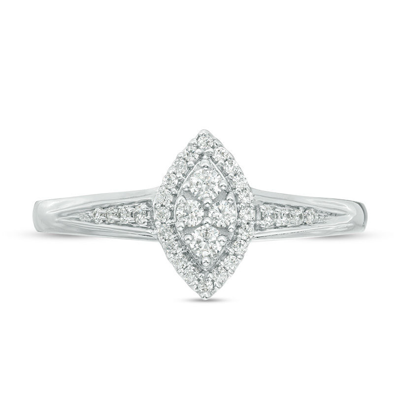 Main Image 3 of 1/5 CT. T.W. Composite Diamond Marquise Frame Promise Ring in 10K White Gold