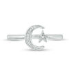 Thumbnail Image 2 of Diamond Accent Crescent Moon and Star Open Ring in Sterling Silver