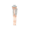 Thumbnail Image 4 of 1/4 CT. T.W. Diamond Double Frame V-Sides Bridal Set in 10K Rose Gold