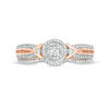 Thumbnail Image 5 of 1/4 CT. T.W. Diamond Double Frame V-Sides Bridal Set in 10K Rose Gold