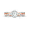 Thumbnail Image 6 of 1/4 CT. T.W. Diamond Double Frame V-Sides Bridal Set in 10K Rose Gold