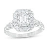 Thumbnail Image 0 of Celebration Ideal 2 CT. T.W. Emerald-Cut and Round Diamond Double Frame Engagement Ring in 14K White Gold (I/I1)