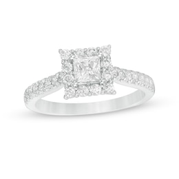 Love's Destiny by Zales 1 CT. T.W. Certified Princess-Cut Diamond Frame Engagement Ring in 14K White Gold (I/SI2)