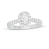 Thumbnail Image 0 of Love's Destiny by Zales 1 CT. T.W. Certified Oval Diamond Scallop Frame Engagement Ring in 14K White Gold (I/SI2)