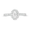 Thumbnail Image 3 of Love's Destiny by Zales 1 CT. T.W. Certified Oval Diamond Scallop Frame Engagement Ring in 14K White Gold (I/SI2)
