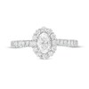 Thumbnail Image 4 of Love's Destiny by Zales 1 CT. T.W. Certified Oval Diamond Scallop Frame Engagement Ring in 14K White Gold (I/SI2)