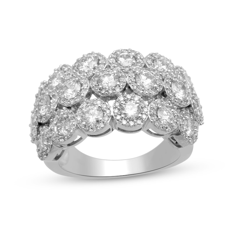 Main Image 1 of 2-1/2 CT. T.W. Diamond Frame Triple Row Ring in 14K White Gold