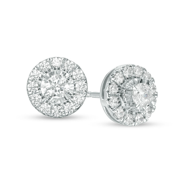 Main Image 1 of 1/4 CT. T.W. Diamond Miracle Frame Stud Earrings in 10K White Gold