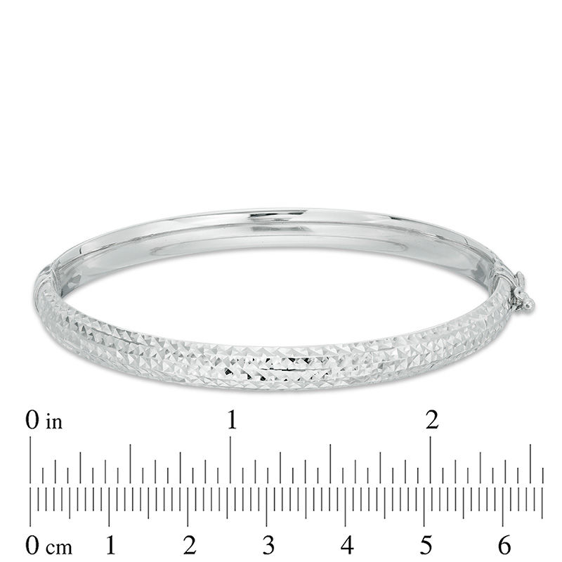 Domed Diamond-Cut Bangle in Sterling Silver - 8.0"